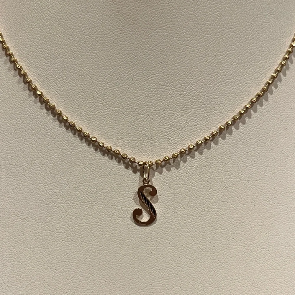 14K yellow Gold initial R Pendant all letters available in all letters